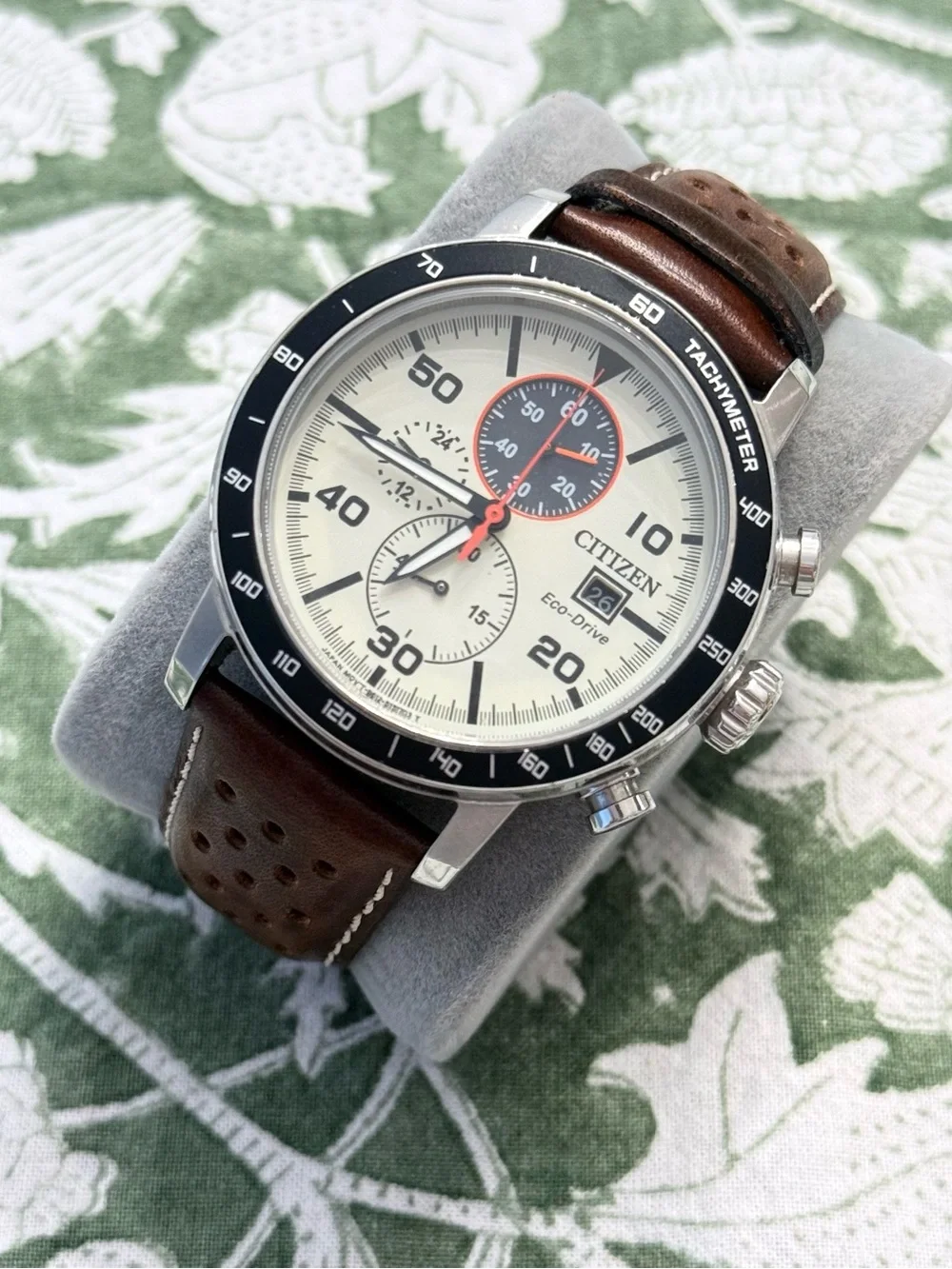 Citizen Eco-Drive Chronograph Racing Style Cream Dial